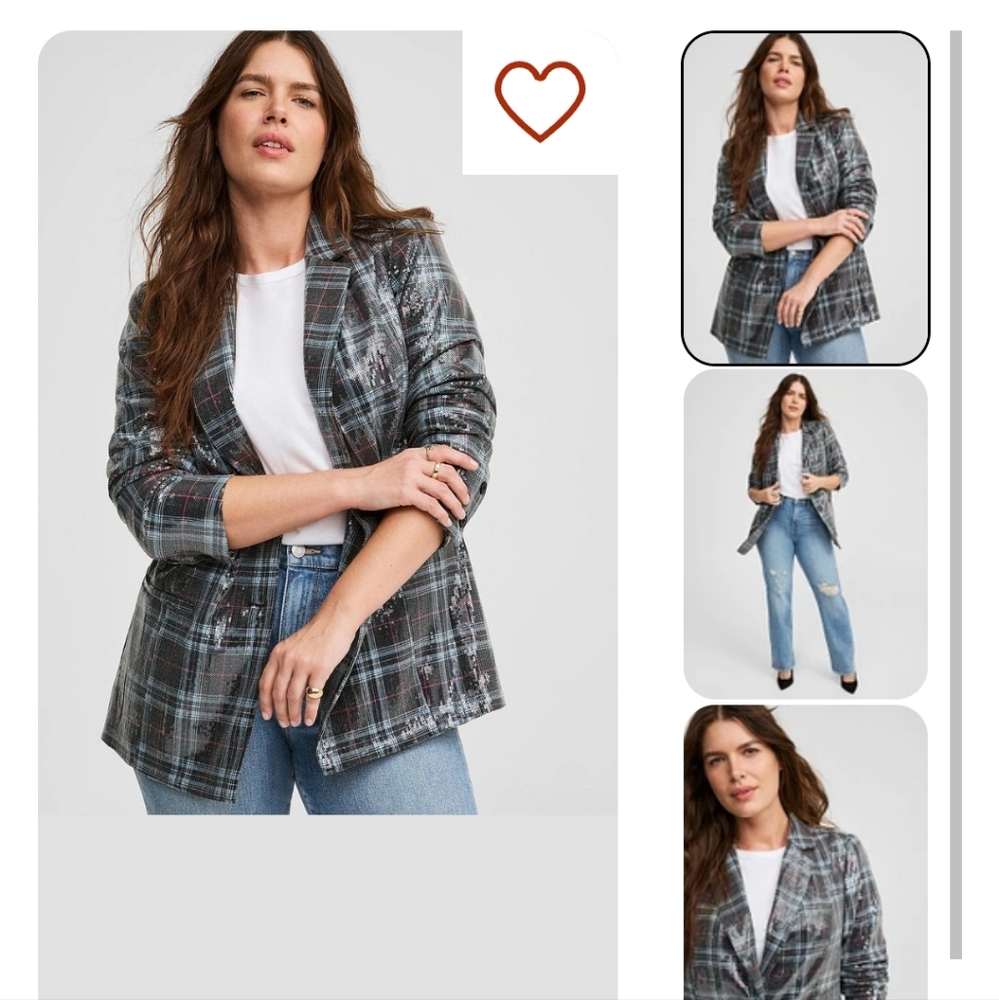 Torrid Sequin Button Front Blazer